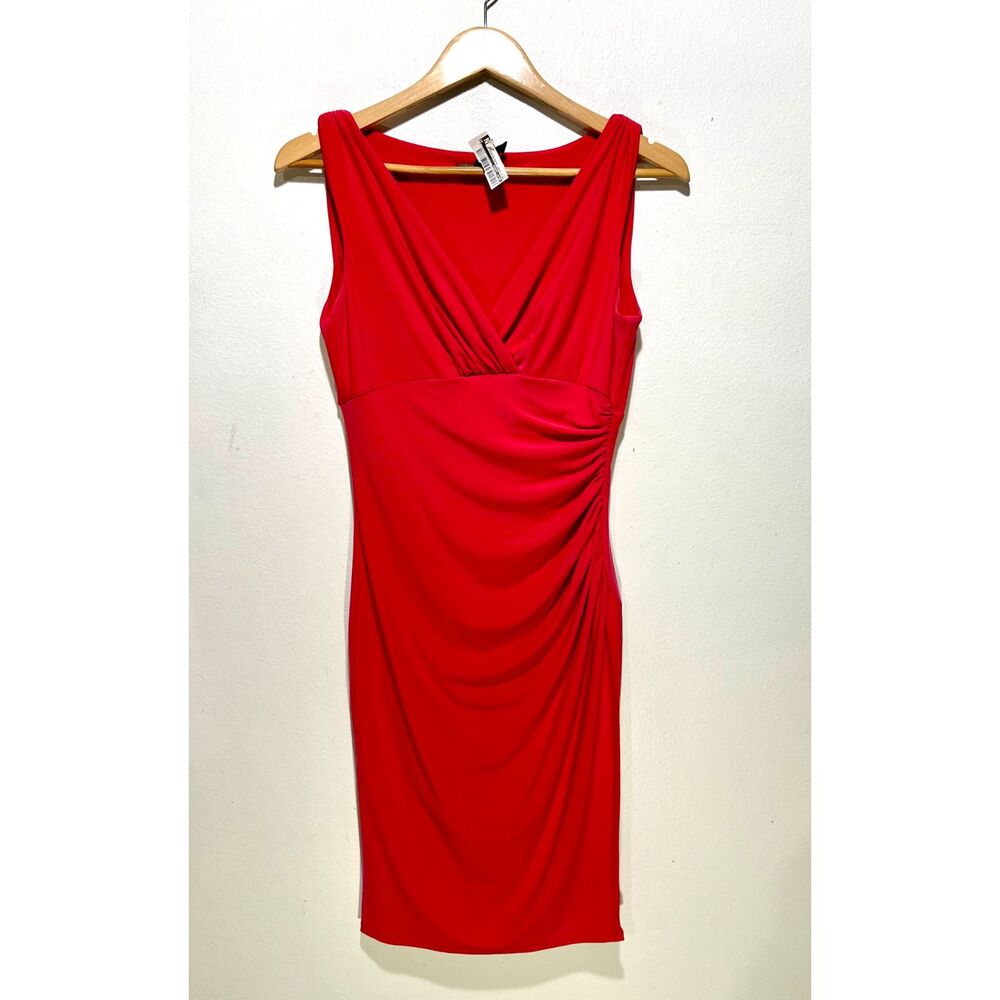 Lauren Ralph Lauren mutes red dress wrapped waist classic casual women 6 New